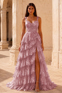 Valeria Lace Tiered Corset Prom Gown