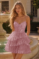 Seraphina Lace Tiered Ruffle Homecoming Dress