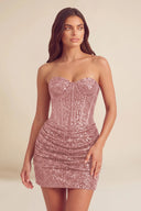 Cleopatra Sequin Strapless Corset Mini Party Dress