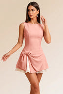 Loveland Boat Neck Bow Mini Dress
