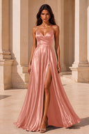 Clara Satin Spaghetti Strap Prom Dress
