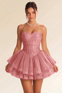 Seraphina Sequin Layered Tulle Mini Dress
