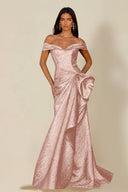 Aurora Textured Metallic Mermaid Evening Party Dress