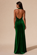 Colette Velvet Halter Backless Bridesmaid Dress