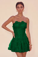 Seraphina 3D Floral Strapless Ruffle Mini Dress