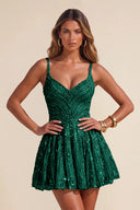 Piper Sequin A-line Mini Homecoming Dress