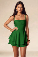 Seraphina Satin Layered Mini Homecoming Dress