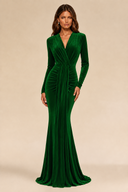 Charlotte V-Neck Ruched Velvet Bridesmaid Gown