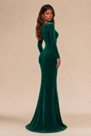 Charlotte V-Neck Ruched Velvet Bridesmaid Gown