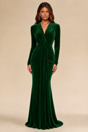 Charlotte V-Neck Ruched Velvet Bridesmaid Gown