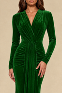 Charlotte V-Neck Ruched Velvet Bridesmaid Gown