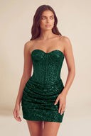 Cleopatra Sequin Strapless Corset Mini Party Dress