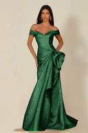 Aurora Textured Metallic Mermaid Evening Party Dress