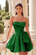 Marigold Strapless Satin Mini Homecoming Dress