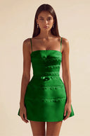 Ivy Satin Tiered Lace Mini Dress
