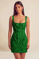 Valeria Square Neck Beaded Lace Mini Dress