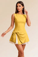 Loveland Boat Neck Bow Mini Dress