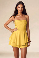 Seraphina Satin Layered Mini Homecoming Dress