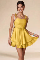 Valeria Tie Spaghetti Strap Tiered Mini Dress