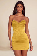 Athena Strapless Satin Corset Mini Dress