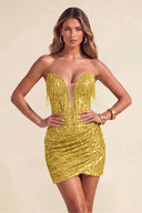 Sloan Strapless Sequin Fringe Mini Bodycon Party Dress