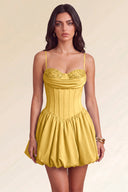 Aurora Beaded Puff Corset Mini Dress