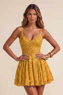 Piper Sequin A-line Mini Homecoming Dress