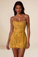 Aurora Beaded Fringe Strapless Corset Mini Party Dress