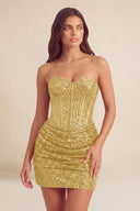 Cleopatra Sequin Strapless Corset Mini Party Dress