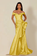 Aurora Textured Metallic Mermaid Evening Party Dress