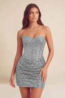 Cleopatra Sequin Strapless Corset Mini Party Dress