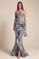 Celestia Mermaid Ruffle High Front Slit Maxi Dress