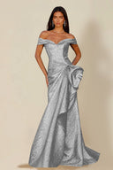Aurora Textured Metallic Mermaid Evening Party Dress