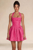 Celestina Jacquard Halter Corset Mini Dress