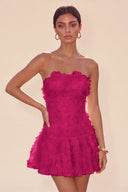 Seraphina 3D Floral Strapless Ruffle Mini Dress