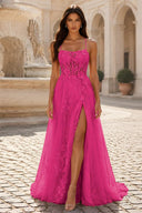 Rosalind Spaghetti Strap Floral Tulle Prom Gown