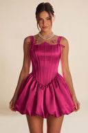 Marigold Satin Bow Strap Corset Mini Party Dress