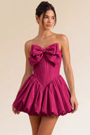 Primrose Bow Strapless Corset Bubble Mini Dress