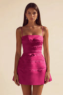 Ivy Satin Tiered Lace Mini Dress