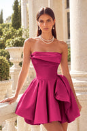 Marigold Strapless Satin Mini Homecoming Dress