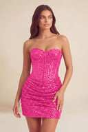 Cleopatra Sequin Strapless Corset Mini Party Dress