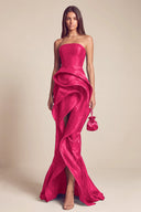 Celestia Mermaid Ruffle High Front Slit Maxi Dress