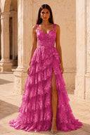 Valeria Lace Tiered Corset Prom Gown