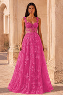 Aurora 3D Butterfly Lace Tulle Prom Dress