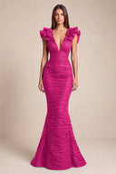 Cleopatra Deep V-Neck Ruched Mermaid Evening Gowns
