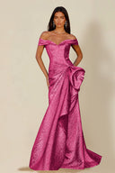 Aurora Textured Metallic Mermaid Evening Party Dress