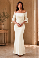 Graceful Off-Shoulder Velvet Mother-of-the-Bride Mermaid Gown