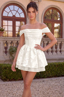 Elowen Floral Jacquard Off Shoulder Mini Dress