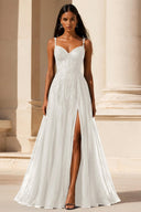Elowen Lace Tulle Slit Prom Gown