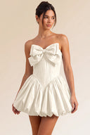Primrose Bow Strapless Corset Bubble Mini Dress